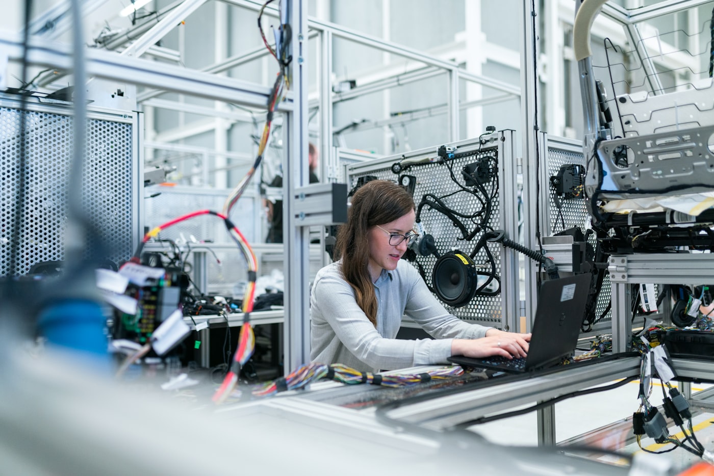 Engineer at an industrial workstation
